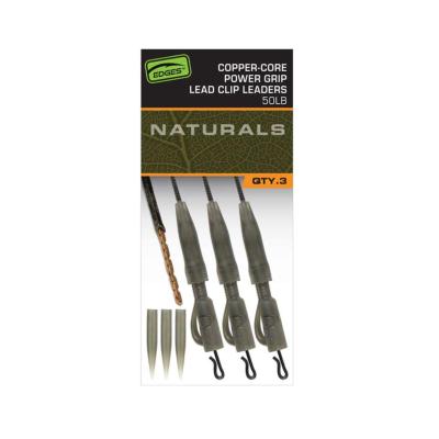 FOX Edges Natural Copper Core Power Grip Lead Clip Leaders (x3)