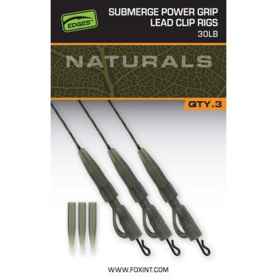 FOX Edges Naturals Submerge Power Grip Lead Clip Rigs (x3)